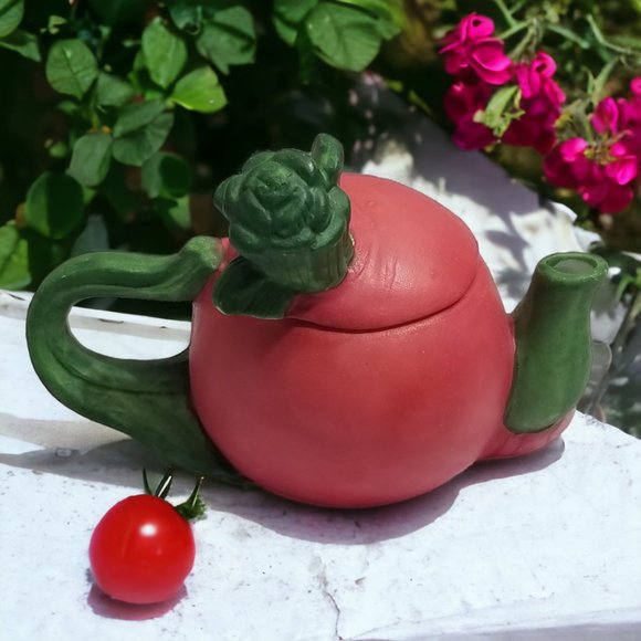 Miniature Ceramic Tea Pots Fruit/Vegetable & Flower With Removable Lid 4pcs Set - Picture 2 of 16